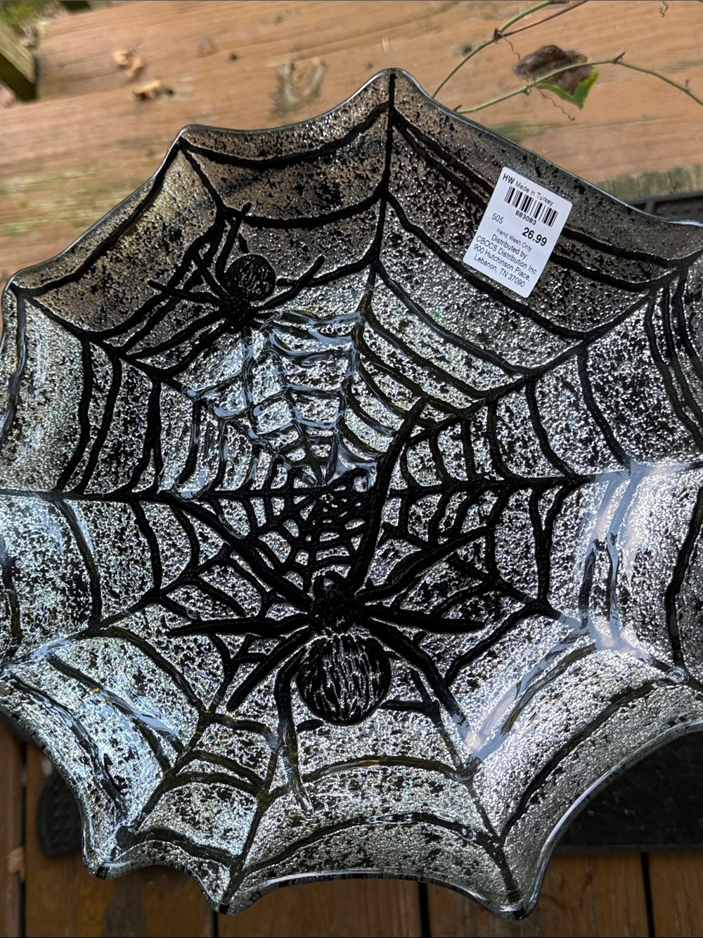 NWT..Cracker Barrel’s Glass Spider Web Decorative Bowl -
